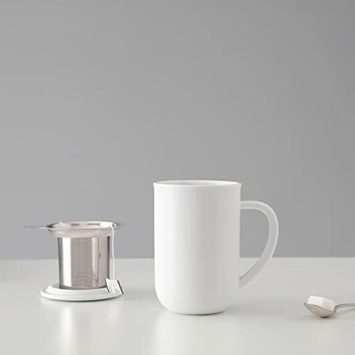Viva Scandinavia Teetasse Glas Doppelwandig für Thermoglas und Tee-Verfeinerung, mit Edelstahl-Sieb und Bambus-Holz-Deck