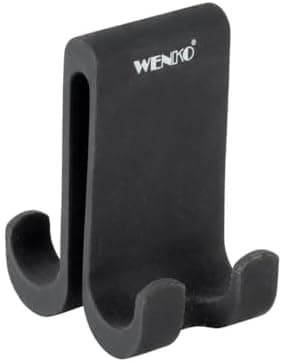 WENKO Doppel-Duschhaken Verna Duo Schwarz für Duschkabinen mit bis 10 mm Wandstärke