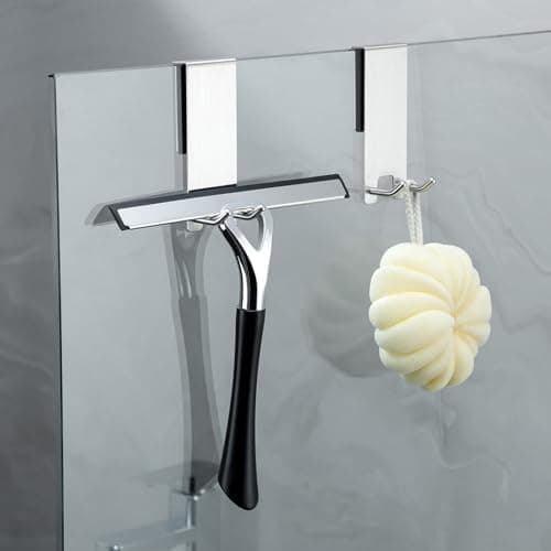 Kegii Duschhaken ohne Bohren - Ideal für Glasstärken von 6-12 mm | Für Handtücher und Duschabzieher | 2er Set Matt Schwa