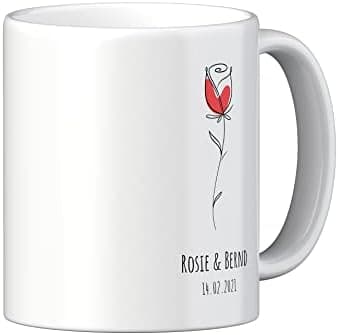Personalisierte Tasse mit Namen und Motiv – 325ml, Keramik, vers. Farben – Geschenkidee für Männer und Frauen – Jahresta