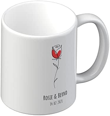 Personalisierte Tasse mit Namen und Motiv – 325ml, Keramik, vers. Farben – Geschenkidee für Männer und Frauen – Jahresta