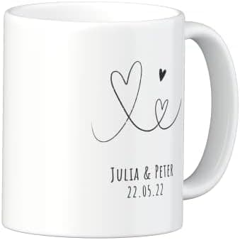 Personalisierte Tasse mit Namen und Motiv – 325ml, Keramik, vers. Farben – Geschenkidee für Männer und Frauen – Jahresta