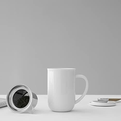Viva Scandinavia Teetasse Glas Doppelwandig für Thermoglas und Tee-Verfeinerung, mit Edelstahl-Sieb und Bambus-Holz-Deck