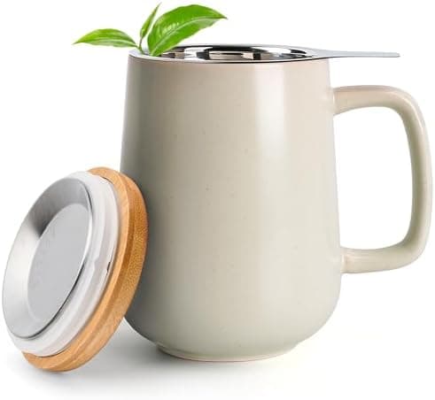 Keramik Teetasse Groß mit Sieb - Teegeschenke - Pastelltürkis
