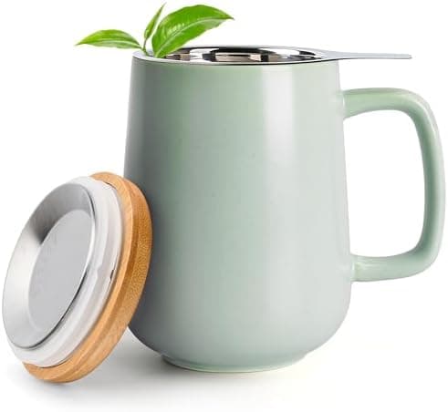 Keramik Teetasse Groß mit Sieb - Teegeschenke - Pastelltürkis