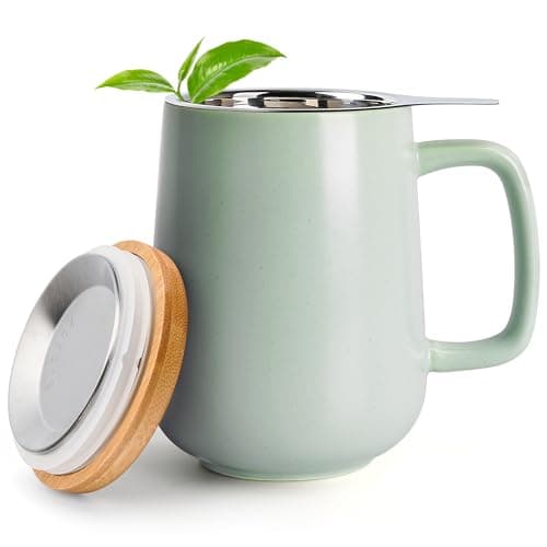 Keramik Teetasse Groß mit Sieb - Teegeschenke - Pastelltürkis