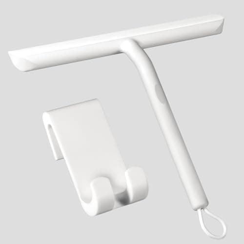 Vinabo Weissliche Duschabzieher Set Silikon Abzieher Bad Badezimmer Fenster Edelstahl Breit Saugnapf Bohrenfrei 21cm