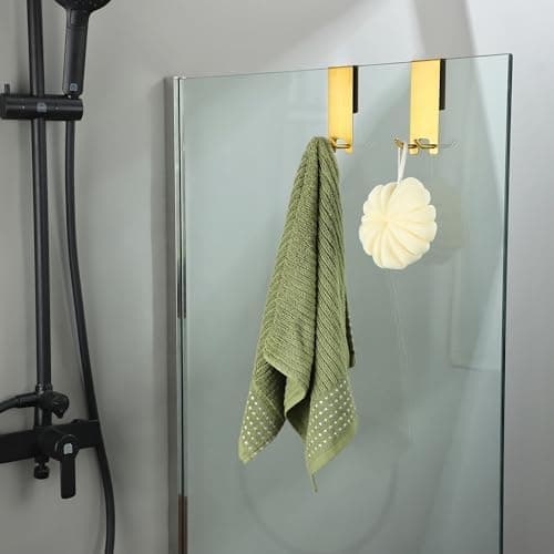 Kegii Duschhaken ohne Bohren - Ideal für Glasstärken von 6-12 mm | Für Handtücher und Duschabzieher | 2er Set Matt Schwa