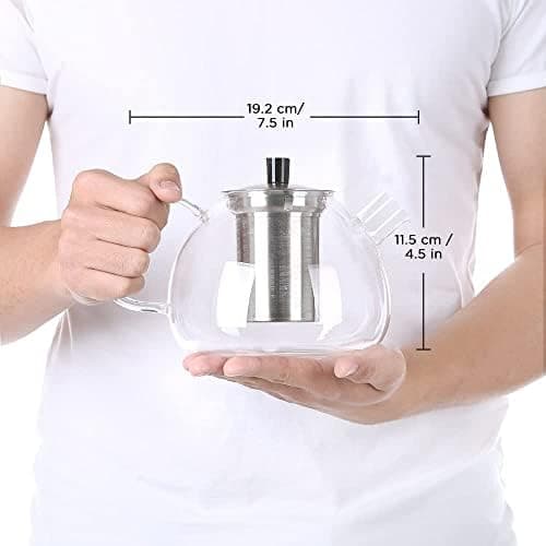 Ecooe Original 1500ml Bronzeschiefer Glass Tea Kettle Borosilicate Glass Tea Infuser with Removable 18/8 Stainless Steel