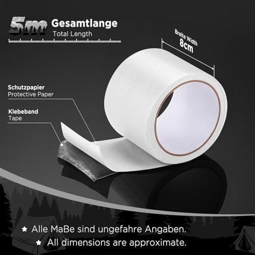 EcoOE PE Planenband Reparaturklebeband 5M x 8CM Wasserabweisend für Zelte Sonnenschirme Pavillon Plane lkw Abdeckplanen