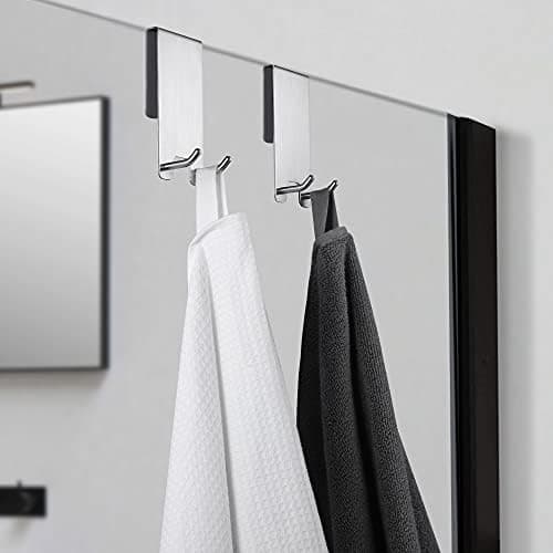 Kegii Duschhaken ohne Bohren - Ideal für Glasstärken von 6-12 mm | Für Handtücher und Duschabzieher | 2er Set Matt Schwa