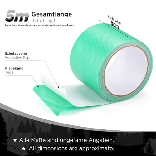EcoOE PE Planenband Reparaturklebeband 5M x 8CM Wasserabweisend für Zelte Sonnenschirme Pavillon Plane lkw Abdeckplanen