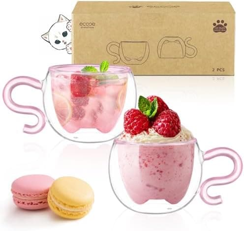 Ecoeod Hund Tasse Doppeltgewandige Gläser für Frauen und Männer 280ml Geburtstag Geschenke Valentinstag