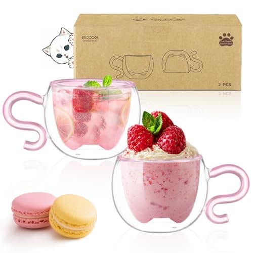 Ecoeod Hund Tasse Doppeltgewandige Gläser für Frauen und Männer 280ml Geburtstag Geschenke Valentinstag