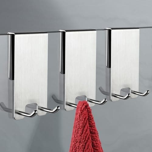 Kegii Duschhaken ohne Bohren - Ideal für Glasstärken von 6-12 mm | Für Handtücher und Duschabzieher | 2er Set Matt Schwa