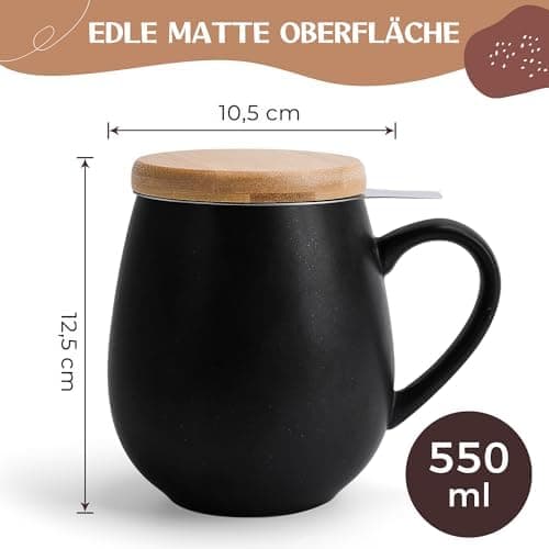 Teetasse mit Sieb XXL - 550 ml - für Tee-Zubereitung bei Bedarf