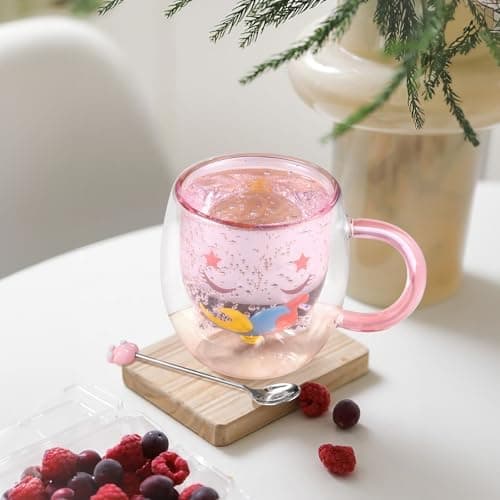 Ecoeod Hund Tasse Doppeltgewandige Gläser für Frauen und Männer 280ml Geburtstag Geschenke Valentinstag