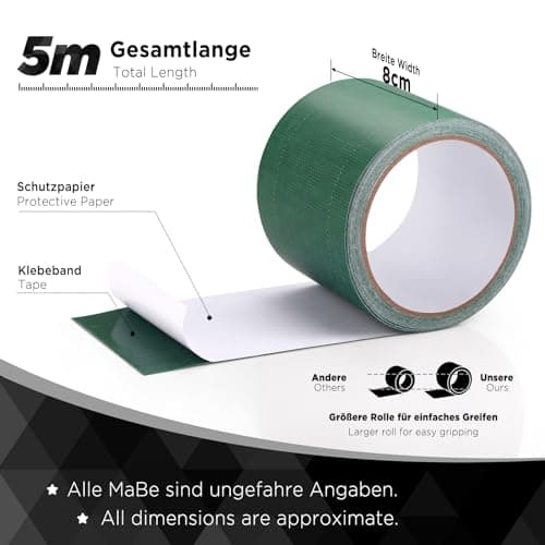 EcoOE PE Planenband Reparaturklebeband 5M x 8CM Wasserabweisend für Zelte Sonnenschirme Pavillon Plane lkw Abdeckplanen