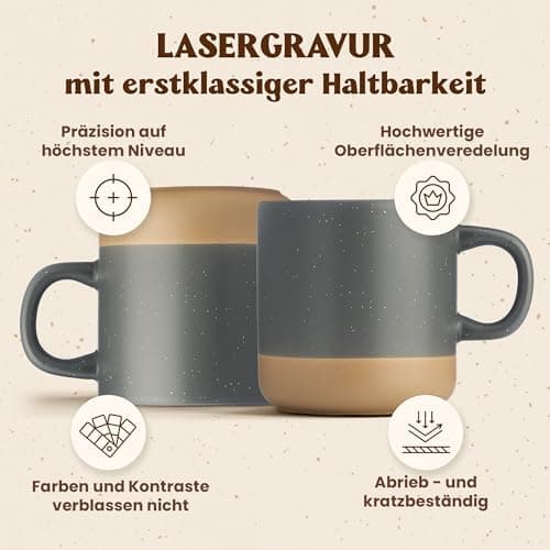 Gravur Tasse mit Namen - Personalisiert - Geschenk für Freundin  
Gravur Tasse mit Namen - Spülmaschinenfest - Blumenmot