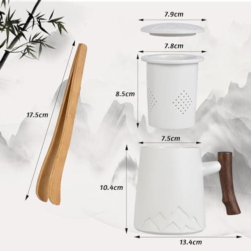 Teetasse mit Teesieb und Deckel - Keramik Tasse zur Geschenkung Große Teetassen mit Holzgriff
| Keramik Teetasse mit Te