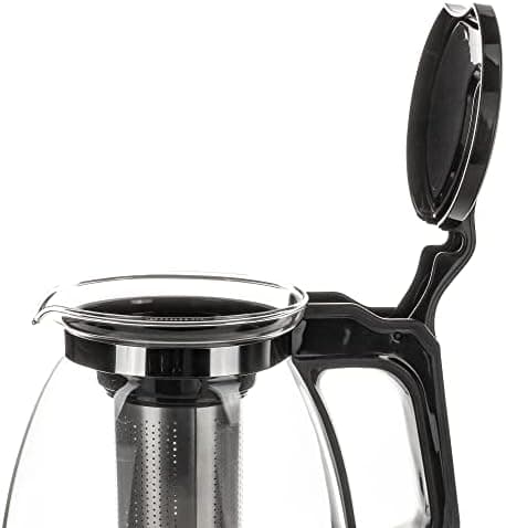 T24 Glas Teekanne mit Hitzebeständigem Edelstahl Filter für Losen Tee - 1250ml - Überhitzungsschutz und Siebeingebaust