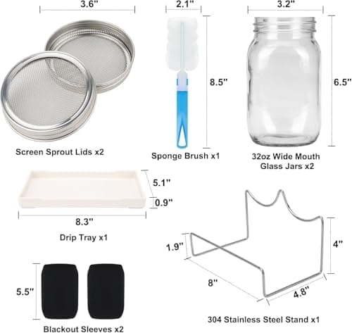 Sprossen Keimglas Set Edelstahl Filtergitter Ständer Microgreens Zucht
