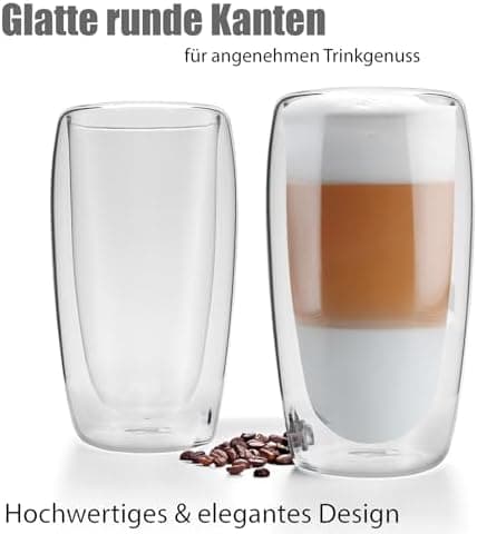 BigDean Doppelwandige Latte Macchiato Gläser 300 ml Geschenkverpackung
| BigDean Teetassen und Kaffeegläser 300 ml dopp