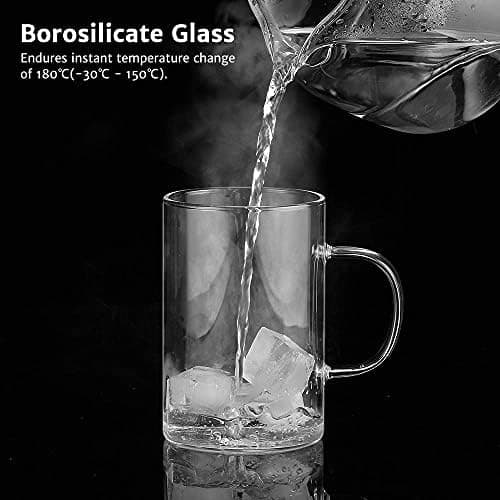 EcoOE 440 ml Borosilikat Teetasse mit Ultrafein Edelstahl Sieb und Natürlicher Bambus Deckel für Koffeinfreie Getränke