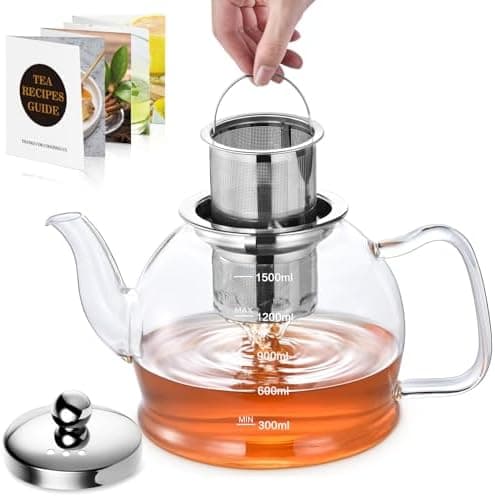 STNTUS 120ml Glaskanne mit Sieb - Ideal für Teeliebhaber im Zuhause und im Büro - Hitzebeständiger Teespender aus Boros