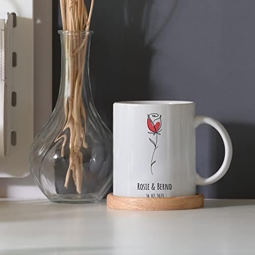 Personalisierte Tasse mit Namen und Motiv – 325ml, Keramik, vers. Farben – Geschenkidee für Männer und Frauen – Jahresta