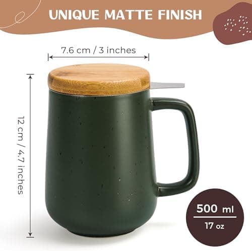 Keramik Teetasse Groß mit Sieb - Teegeschenke - Pastelltürkis