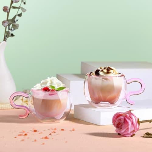 Ecoeod Hund Tasse Doppeltgewandige Gläser für Frauen und Männer 280ml Geburtstag Geschenke Valentinstag