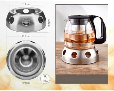 T24 Glas Teekanne mit Hitzebeständigem Edelstahl Filter für Losen Tee - 1250ml - Überhitzungsschutz und Siebeingebaust