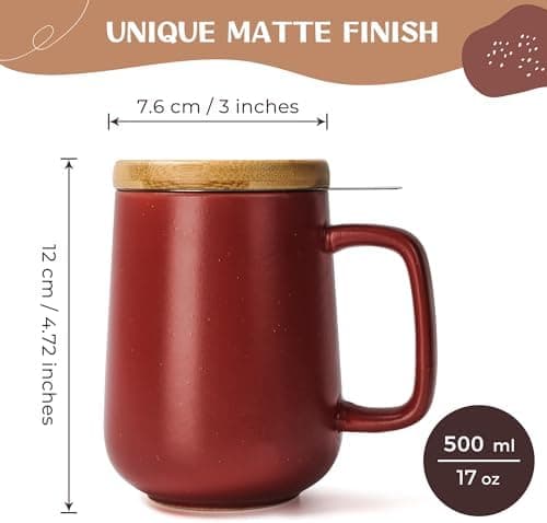 Keramik Teetasse Groß mit Sieb - Teegeschenke - Pastelltürkis
