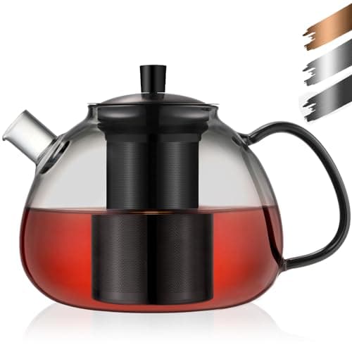 Ecooe Original 1500ml Bronzeschiefer Glass Tea Kettle Borosilicate Glass Tea Infuser with Removable 18/8 Stainless Steel