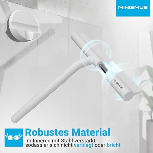 MINISMUS Silikon Duschabzieher – Selbstklebend, Glasabzieher für Duschemöbel, Badewasserabsorber – Magnet-Halterung, Ohn