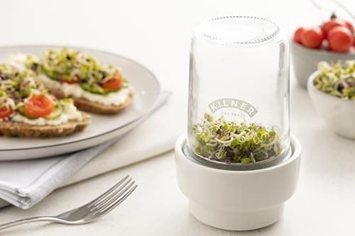 Kilner Sprossenglas Keimglas Set für Brokkolianbeter mit Anleitung und Edelstahlgerüst