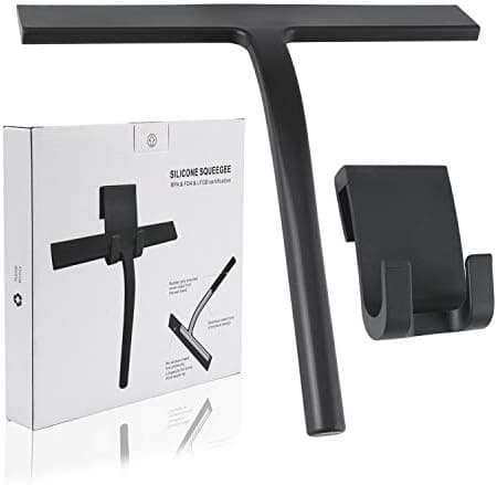 Silikon Duschabzieher mit Edelstahl-Kern für Badezimmer (Black, Small)  
Edelstahl-Kern Silikon Duschabzieher für Spiege