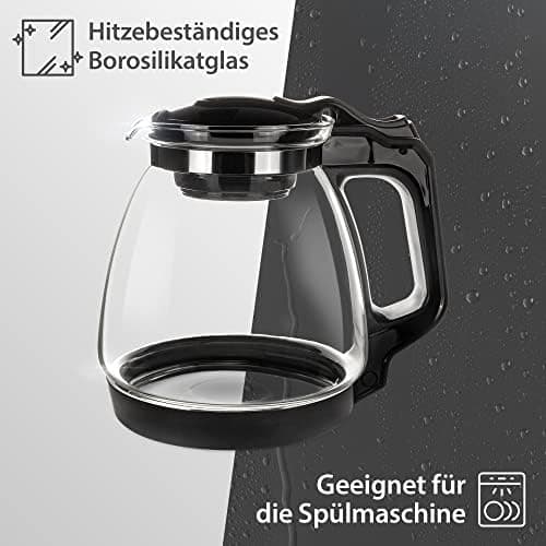 T24 Glas Teekanne mit Hitzebeständigem Edelstahl Filter für Losen Tee - 1250ml - Überhitzungsschutz und Siebeingebaust