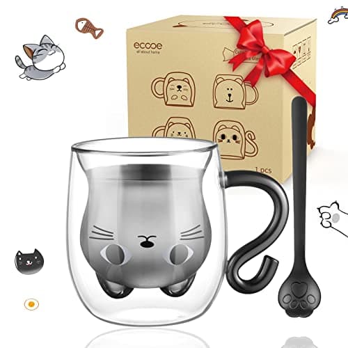 Ecoeod Hund Tasse Doppeltgewandige Gläser für Frauen und Männer 280ml Geburtstag Geschenke Valentinstag