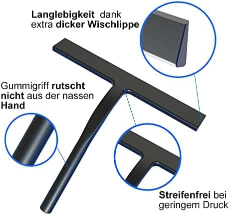 IARTISTE Silikon Duschabzieher für Bad und Spiegel (Black, Small)