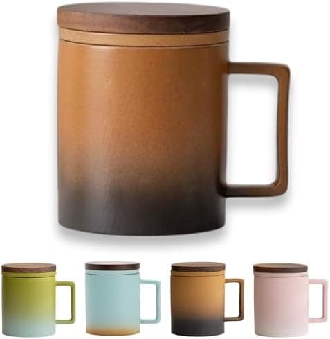 JanYoo Keramik Teetasse mit Deckel und Sieb für Teeliebhaber, 300ml Blooming Tea Geschenke