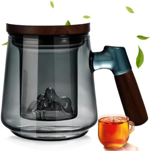 Teetasse mit Deckel und Sieb für Blühtee 500ml Glas mit Siebeinsatz