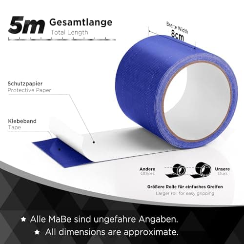 EcoOE PE Planenband Reparaturklebeband 5M x 8CM Wasserabweisend für Zelte Sonnenschirme Pavillon Plane lkw Abdeckplanen