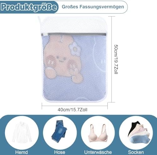 3 Stück Wäschesäcke mit Wabenstruktur für Feinwäsche und BH im Format 50 x 60 cm Waschmaschine-Wäschenetz mit Reißversch