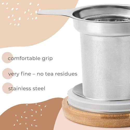 Keramik Teetasse Groß mit Sieb - Teegeschenke - Pastelltürkis