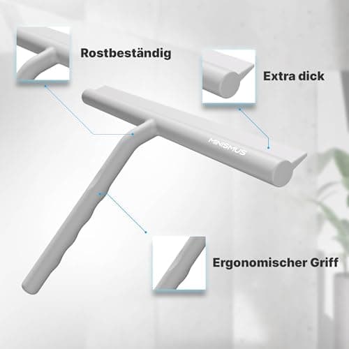 MINISMUS Silikon Duschabzieher – Selbstklebend, Glasabzieher für Duschemöbel, Badewasserabsorber – Magnet-Halterung, Ohn