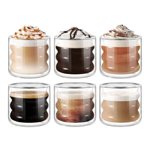 Ecoe Doppelwandige Kaffeegläser 350ml für Cappuccino und Tee, Borosilikatglas, Eis und Milch zu Hause und im Büro