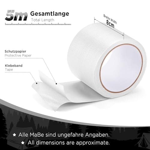 EcoOE PE Planenband Reparaturklebeband 5M x 8CM Wasserabweisend für Zelte Sonnenschirme Pavillon Plane lkw Abdeckplanen