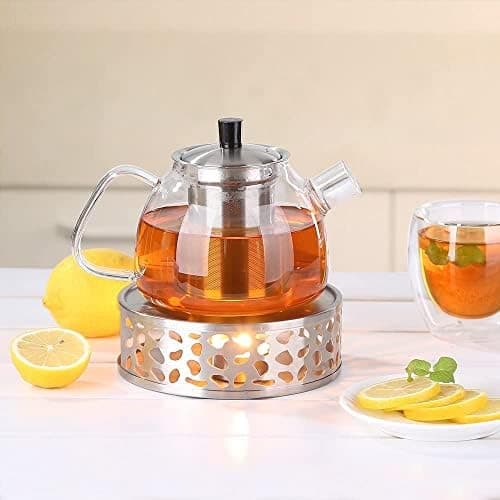 Ecooe Original 1500ml Bronzeschiefer Glass Tea Kettle Borosilicate Glass Tea Infuser with Removable 18/8 Stainless Steel